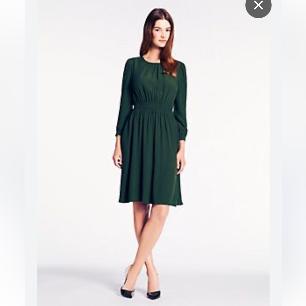 Kate Spade Green Midi Length Fit and Flare Pocket Vintage Dress.